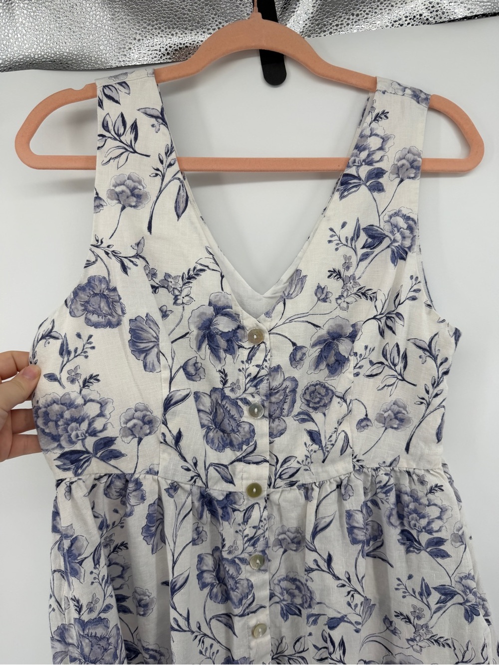 Cynthia Rowley Cottagecore Coquette Linen Floral Button Front Midi Sundress Sz6 - Picture 3 of 12